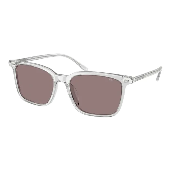 Polo Ralph Lauren PH4194U 5958/N Shiny Transparent Grey – Ανδρικά Τετράγωνα Γυαλιά Ηλίου με Μωβ Φακούς (56-18-150)