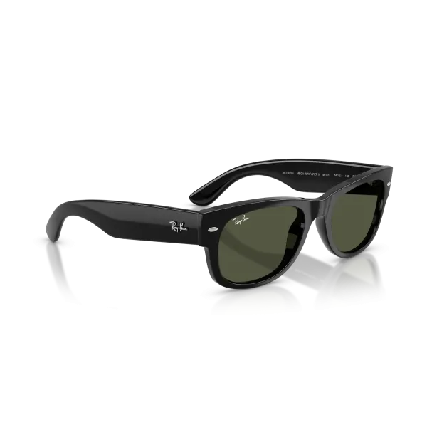 Ray-Ban Mega Wayfarer II RB0832S 901/31 Shiny Black – Γυαλιά Ηλίου με Πράσινους Φακούς G-15 (55-21-145)