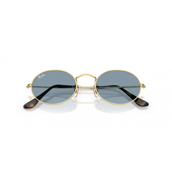 Ray-Ban Oval RB3547 001/56 Arista Gold – Εμβληματικά Οβάλ Γυαλιά Ηλίου με Μπλε Φακούς (51-21-145)