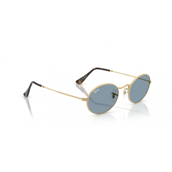 Ray-Ban Oval RB3547 001/56 Arista Gold – Εμβληματικά Οβάλ Γυαλιά Ηλίου με Μπλε Φακούς (51-21-145)
