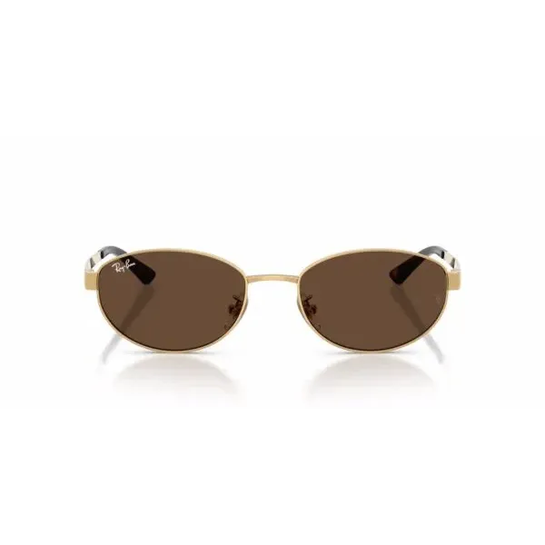 Ray-Ban RB3774D 001/73 Arista Gold – Οβάλ Γυαλιά Ηλίου με Σκούρους Καφέ Φακούς (55-19-145)