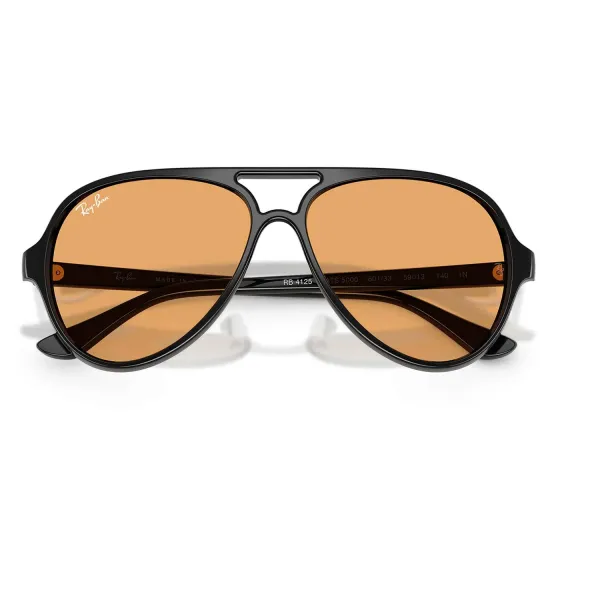Ray-Ban Cats 5000 RB4125 601/33 Black – Εμβληματικά Κοκάλινα Aviator με Πορτοκαλί Φακούς (59-13-140)